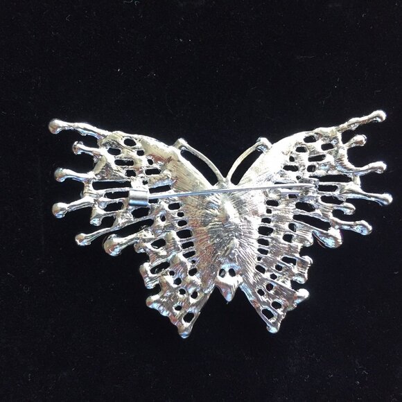 BEAUTIFUL BIG  MULTICOLOR CRYSTALS BUTTERFLY -BROOCH, NEW - Picture 3 of 3